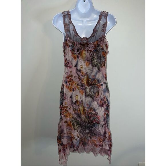 Vintage Silk Butterfly Fairy Princess Floral Top/Mini Dress - Picture 8 of 13